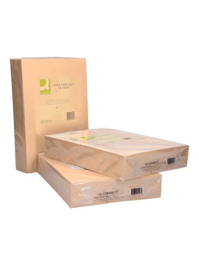 Papel color q-connect din a3 80gr crema paquete de 500 hojas