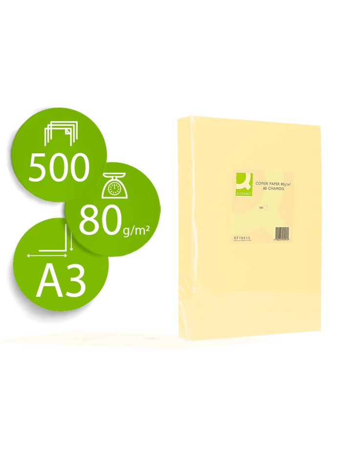 Papel color q-connect din a3 80gr champagne paquete de 500 hojas Papel color q-connect din a3 80gr champagne paquete de 500 hojas