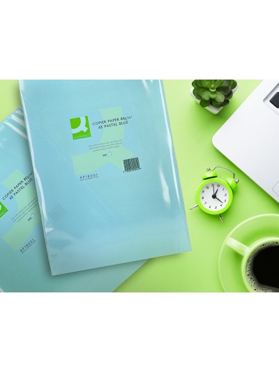 Papel color q-connect din a3 80gr celeste paquete de 500 hojas