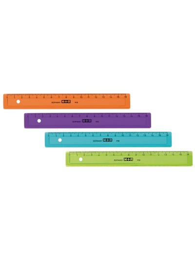 Regla m+r 16 cm plastico graduada y biselada colores surtidos