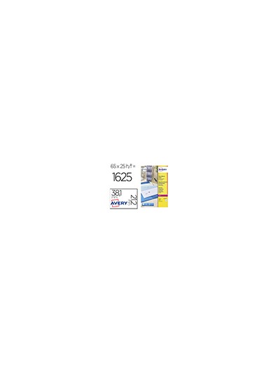 Etiqueta adhesivas resistente avery transparente 38,1x21,2 mm caja de 1625 unidades
