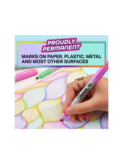Rotulador sharpie permanente fino glam pop blister de 5 unidades colores surtidos