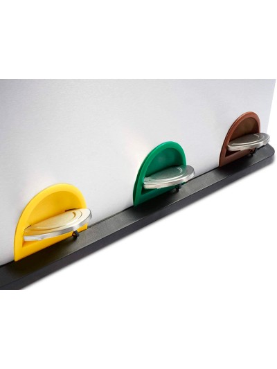 Papelera contenedor q-connect metalica con tapadera de plastico y pedal 3 depositos 45l 605x340x485 mm