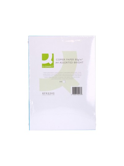 Papel color q-connect din a4 80 gr 5 colores surtidos intensos paquete de 500 hojas
