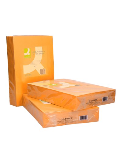 Papel color q-connect din a4 80gr naranja neon paquete de 500 hojas