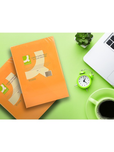 Papel color q-connect din a4 80gr naranja neon paquete de 500 hojas