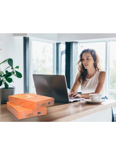 Papel color q-connect din a4 80gr naranja neon paquete de 500 hojas