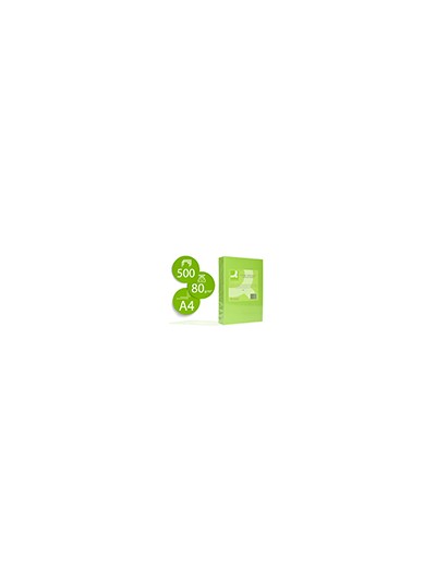 Papel color q-connect din a4 80gr verde neon paquete de 500 hojas