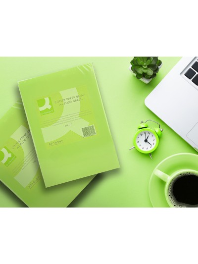 Papel color q-connect din a4 80gr verde neon paquete de 500 hojas