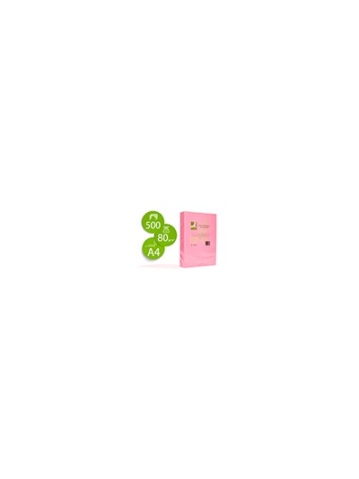 Papel color q-connect din a4 80gr rosa neon paquete de 500 hojas