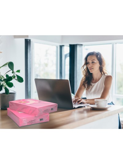 Papel color q-connect din a4 80gr rosa neon paquete de 500 hojas