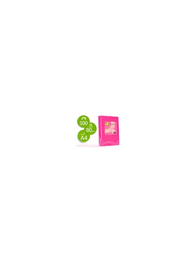 Papel color q-connect din a4 80gr rosa intenso paquete de 500 hojas