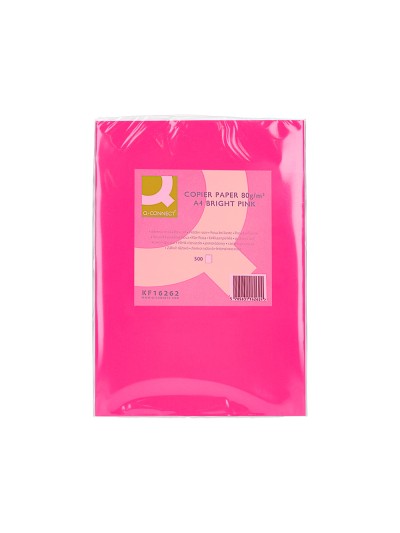 Papel color q-connect din a4 80gr rosa intenso paquete de 500 hojas