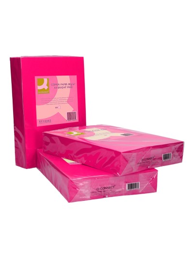 Papel color q-connect din a4 80gr rosa intenso paquete de 500 hojas