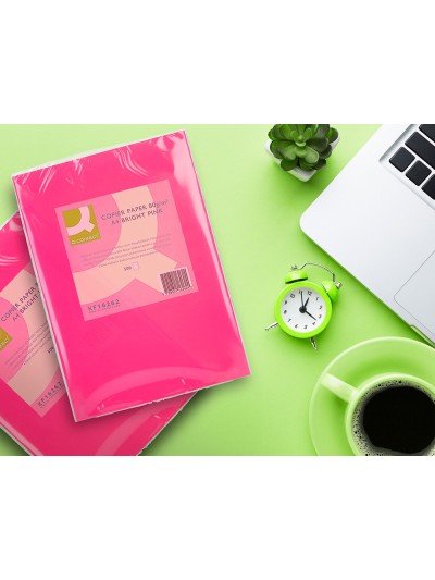 Papel color q-connect din a4 80gr rosa intenso paquete de 500 hojas