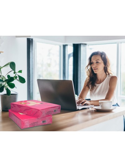 Papel color q-connect din a4 80gr rosa intenso paquete de 500 hojas