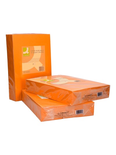Papel color q-connect din a4 80gr naranja intenso paquete de 500 hojas