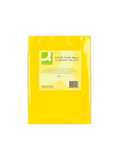 Papel color q-connect din a4 80gr amarillo intenso paquete de 500 hojas