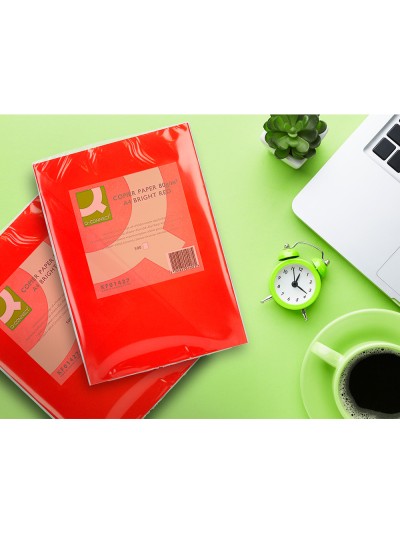 Papel color q-connect din a4 80gr rojo intenso paquete de 500 hojas