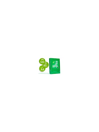 Papel color q-connect din a4 80gr verde intenso paquete de 500 hojas