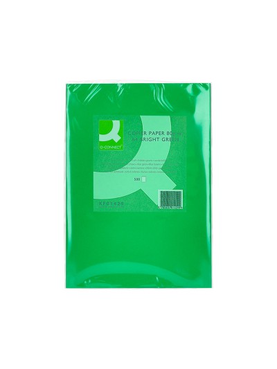 Papel color q-connect din a4 80gr verde intenso paquete de 500 hojas