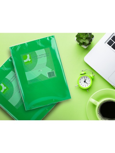 Papel color q-connect din a4 80gr verde intenso paquete de 500 hojas