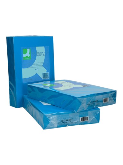 Papel color q-connect din a4 80gr azul intenso paquete de 500 hojas