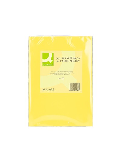 Papel color q-connect din a4 80gr amarillo paquete de 500 hojas