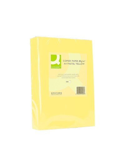 Papel color q-connect din a4 80gr amarillo paquete de 500 hojas