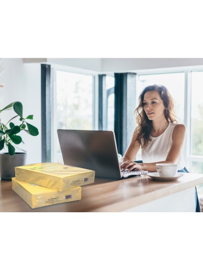Papel color q-connect din a4 80gr amarillo paquete de 500 hojas
