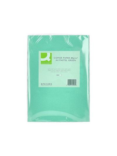 Papel color q-connect din a4 80 gr verde paquete de 500 hojas
