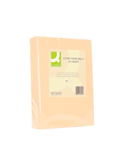 Papel color q-connect din a4 80gr crema paquete de 500 hojas