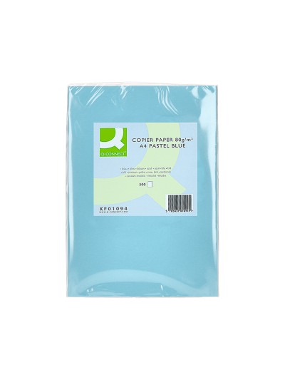 Papel color q-connect din a4 80gr celeste paquete de 500 hojas