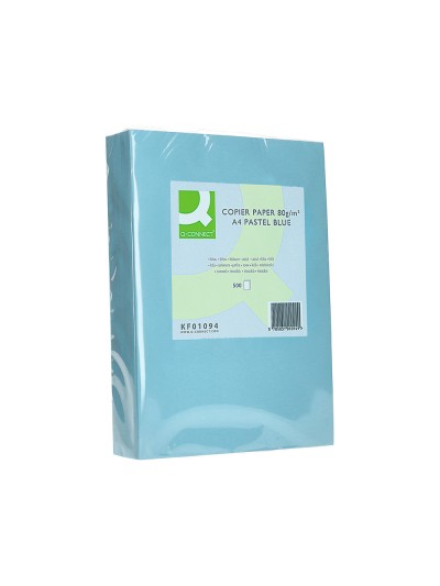 Papel color q-connect din a4 80gr celeste paquete de 500 hojas
