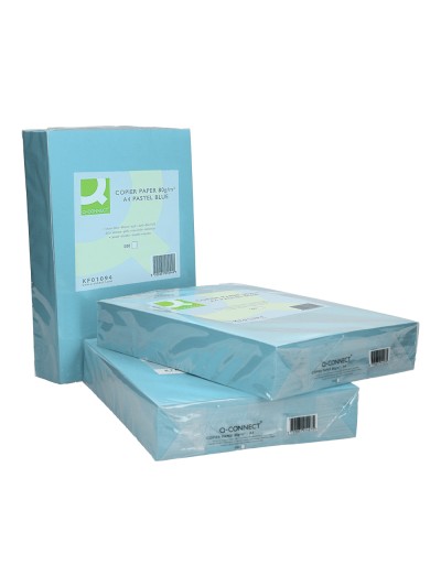 Papel color q-connect din a4 80gr celeste paquete de 500 hojas