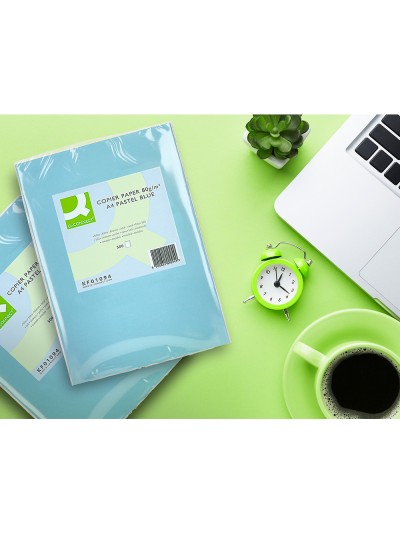 Papel color q-connect din a4 80gr celeste paquete de 500 hojas