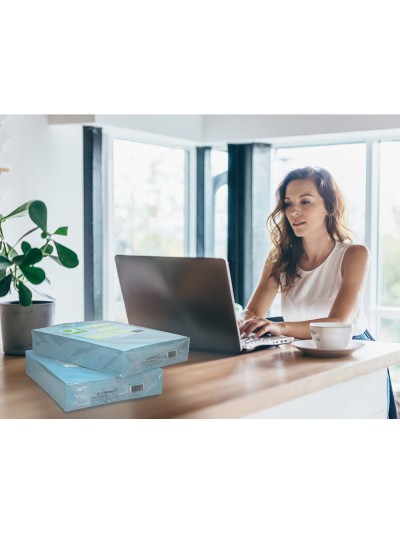 Papel color q-connect din a4 80gr celeste paquete de 500 hojas