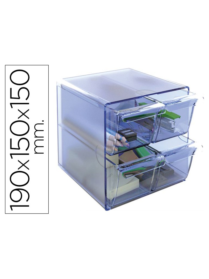 Archicubo archivo 2000 4 cajones organizador modular plastico azul transparente 190x150x150 mm Archicubo archivo 2000 4 cajones organizador modular plastico azul transparente 190x150x150 mm