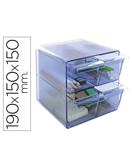 Archicubo archivo 2000 4 cajones organizador modular plastico azul transparente 190x150x150 mm