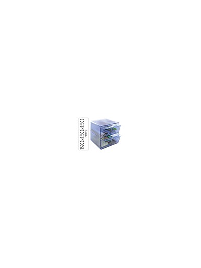 Archicubo archivo 2000 4 cajones organizador modular plastico azul transparente 190x150x150 mm