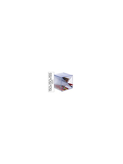 Archicubo archivo 2000 aspa organizador modular plastico azul transparente 150x150x155 mm incluye 2 clips de sujecion