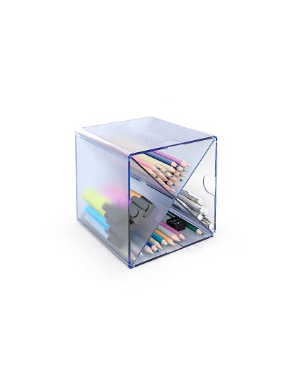 Archicubo archivo 2000 aspa organizador modular plastico azul transparente 150x150x155 mm incluye 2 clips de sujecion
