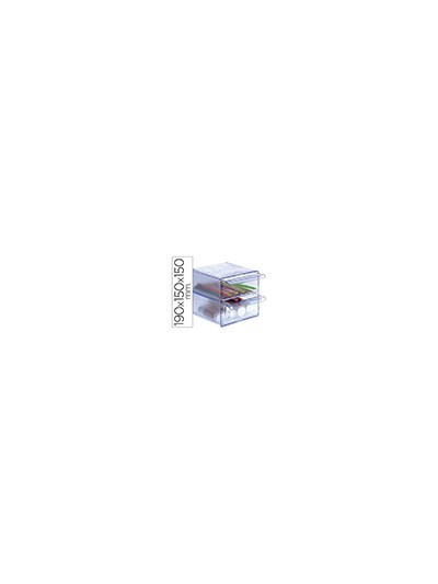 Archicubo archivo 2000 2 cajones organizador modular plastico azul transparente 190x150x150 mm