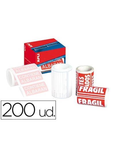 Etiquetas apli fragil 50x100 mm rollo con 200 unidades