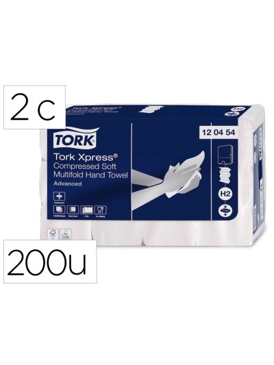 Toalla de papel engarzada 2 capas 21x32 cm paquete de 200 unidades para dispensador h2