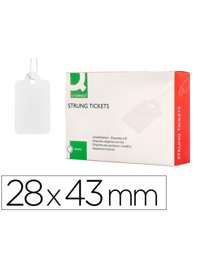 Etiquetas colgantes q-connect 28x43 mm caja de 500 unidades