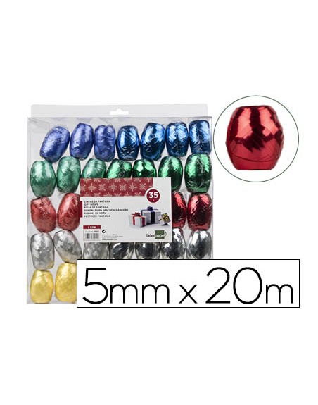 Cinta fantasia liderpapel barrilete 5 mm x 20 mt colores metalizados surtidos