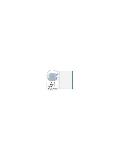 Funda multitaladro q-connect din a4 70 mc pp cristal con borde azul bolsa de 10 unidades