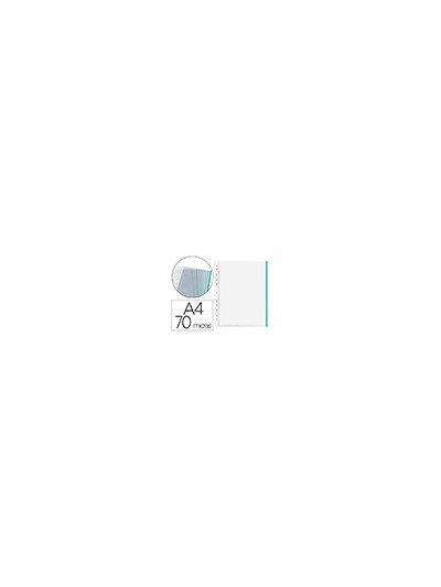 Funda multitaladro q-connect din a4 70 mc pp cristal con borde verde bolsa de 10 unidades
