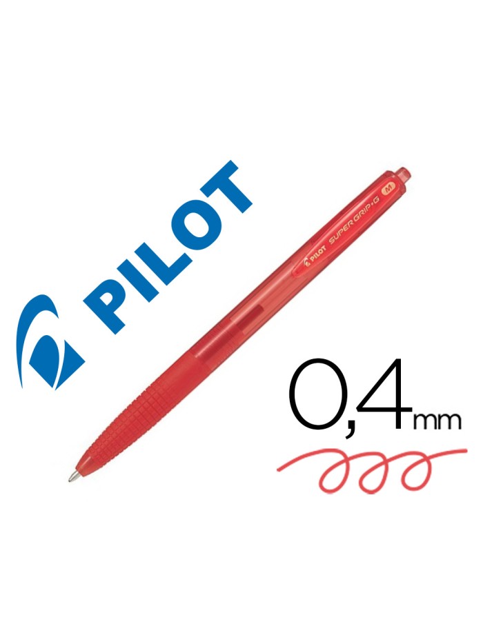 Boligrafo pilot super grip g rojo retractil sujecion de caucho tinta base de aceite Boligrafo pilot super grip g rojo retractil sujecion de caucho tinta base de aceite